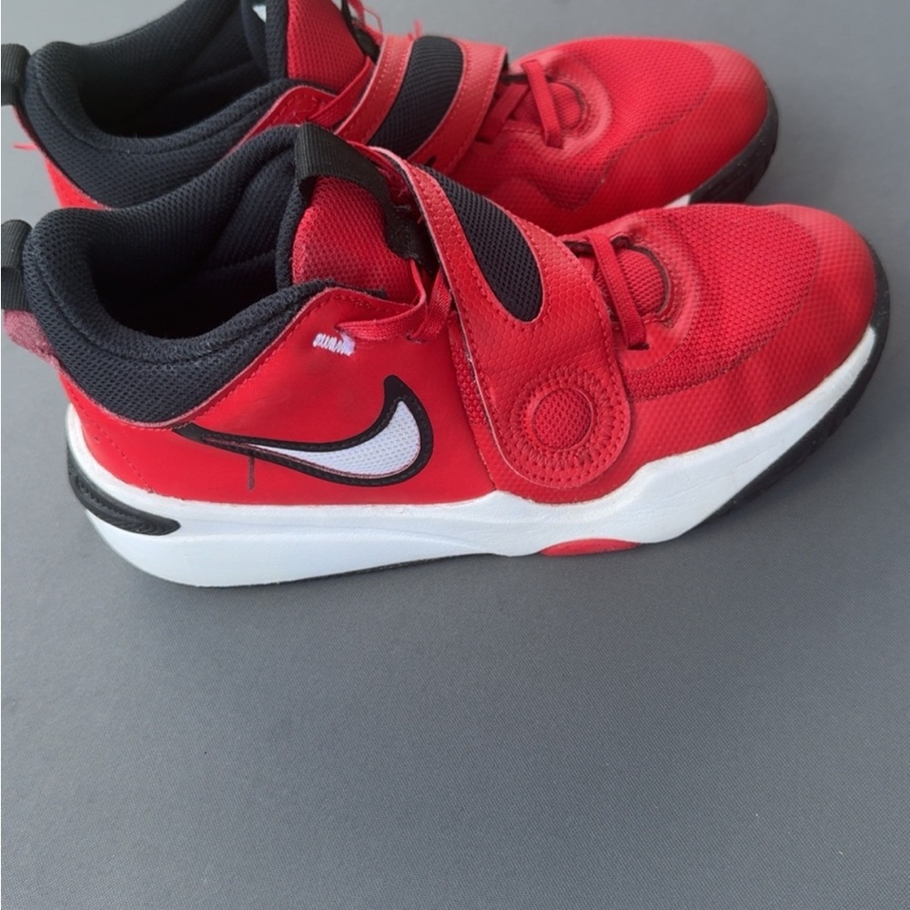 Nike Kids Red and Black Velcro Sneakers (USED)